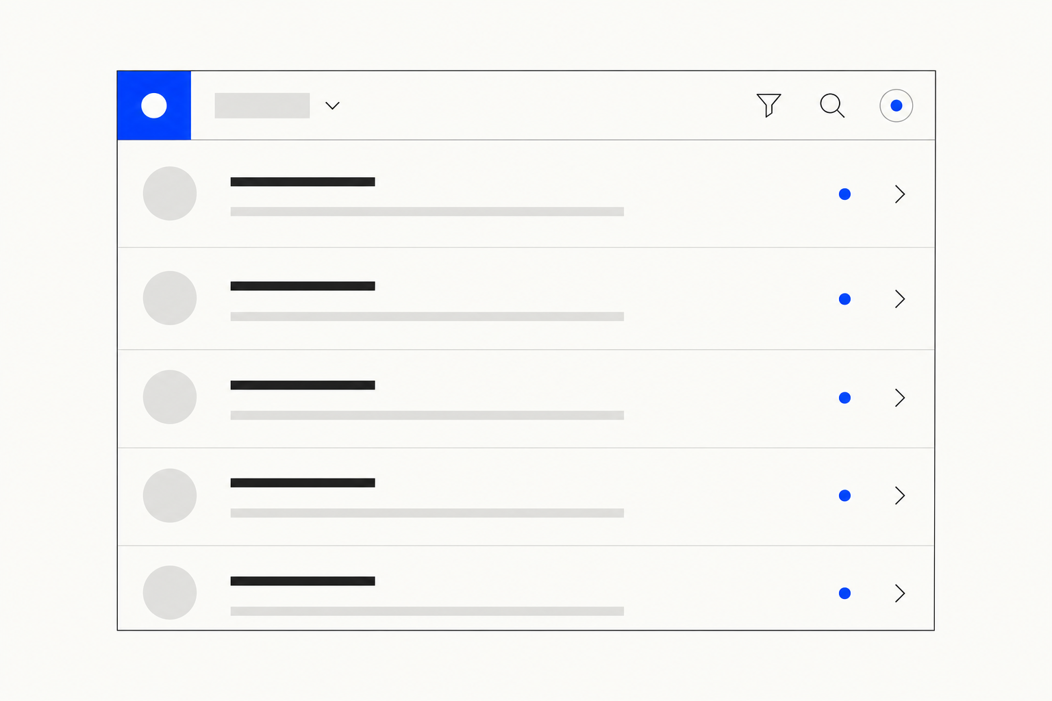 Simplified mobile overview of a private inbound SMS inbox